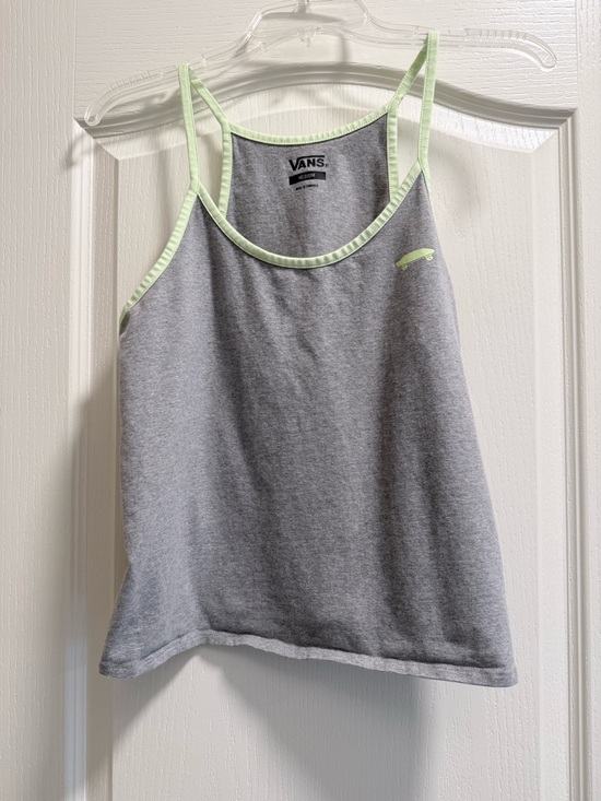 Vans Tops - Vans Gray Crop Top Tank with Light Green Trim